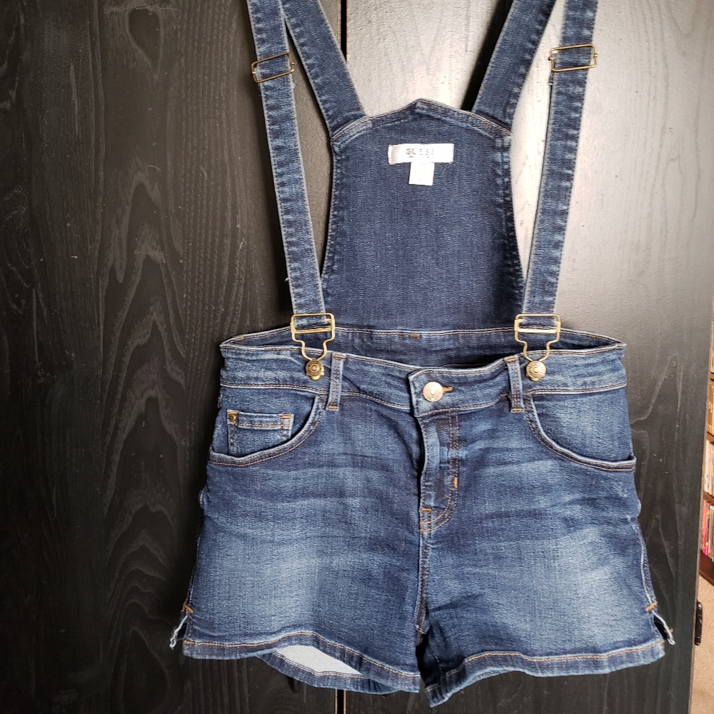 GUESS Denim Suspender Shorts